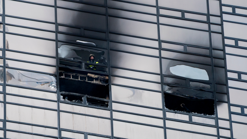 The aftermath of a blaze at Trump Tower on April 7th, 2018.